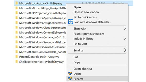 2) Rename the Lock Screen App Folder