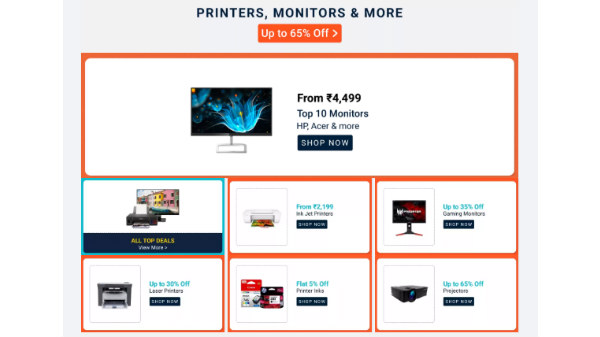 Up To 65% Off On Printers, Monitors And More