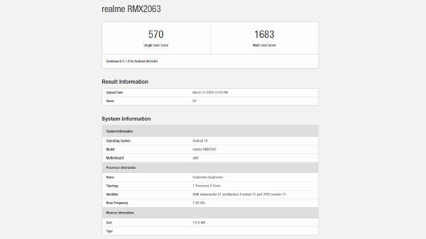 Realme 6i With MediaTek Helio G70 Spotted On Geekbench Realme 6i With MediaTek Helio G70 Spotted On Geekbench