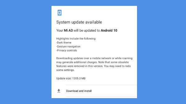 Xiaomi Mi A3 Gets Android 10 OS Update With System-Wide Dark Mode