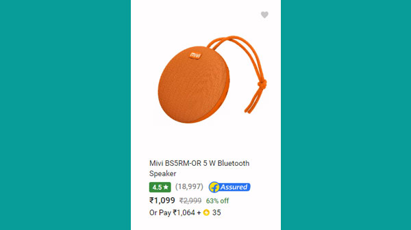 63% off On Mivi BS5RM-OR 5 W Bluetooth Speaker