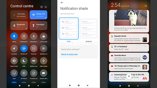 New Control Centre And Notifications Panel