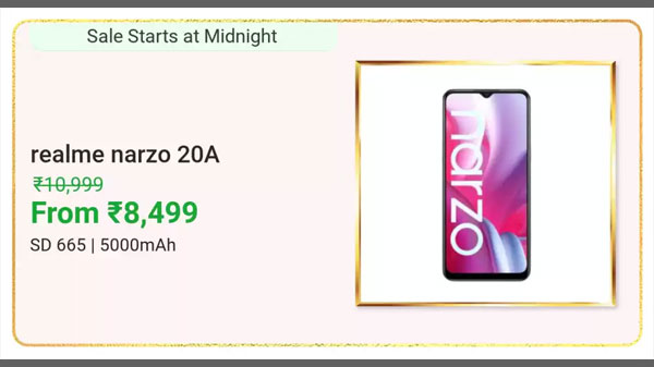 22% Off On Realme Narzo 20A