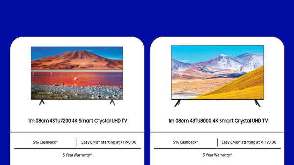 Buy 4K Smart Crystal UHD TV Get A 5% CashBack