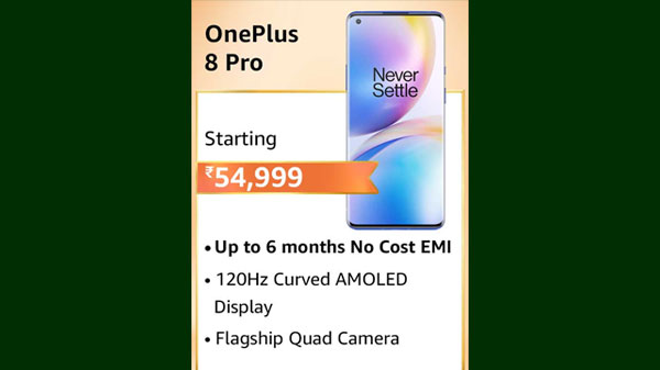 Oneplus 8 Pro (Up To 6 Months No Cost EMI Offer )