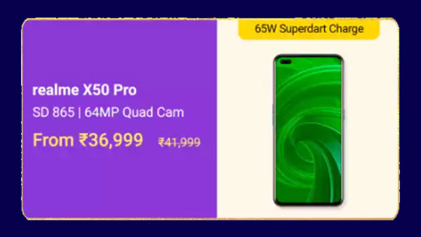 Realme X50 Pro (MRP: Rs. 41,999 , After Discount Price: Rs. 36,999)