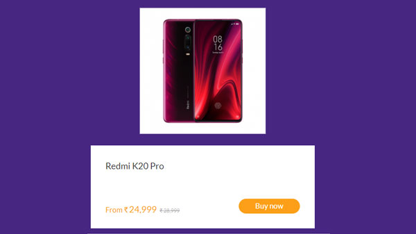 Redmi K20 Pro (Discount Price Rs. 24,999 , MRP: Rs. 28,999)