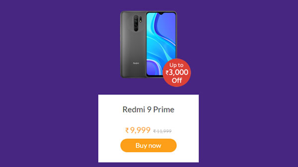 Upto Rs. 34,00 Off On Redmi 9 Prime