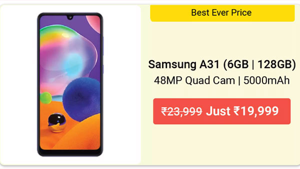 20% Off On Samsung Galaxy A31 20% Off On Samsung Galaxy A31