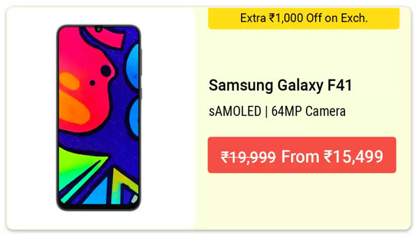 22% Off On Samsung Galaxy F41 22% Off On Samsung Galaxy F41