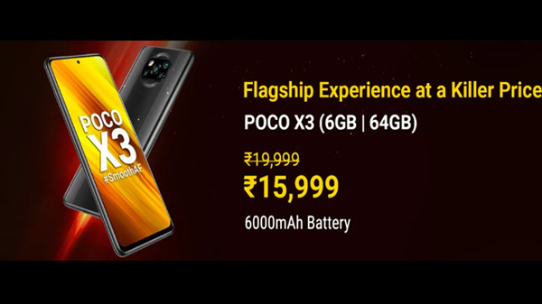 Poco X3 (MRP: Rs. 19,999 , After Discount Price Rs. 15,999)