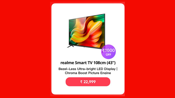 Rs. 1,000 Off On Realme Smart TV 108cm (43”)