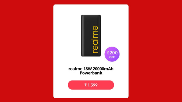 Rs. 200 Off On realme 20000mAh Power Bank 2 (Black)