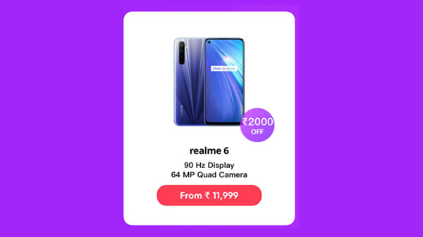 Rs. 2,000 Off On Realme 6 (Comet Blue,6GB+64GB)