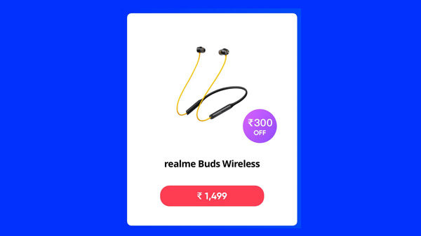 Rs. 300 Off On  realme Buds Wireless (Yellow)