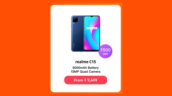 Rs. 500 Off On Realme C15 (Power Blue,3GB+32GB)