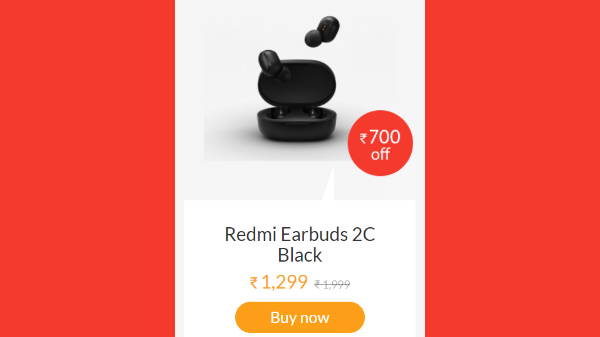 Rs. 700 Off On Redmi Earbuds 2C Black