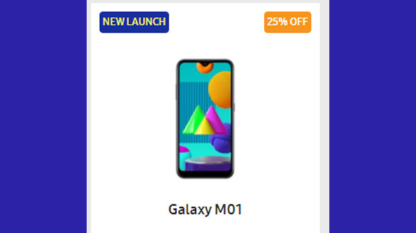 25% Off On Galaxy M01