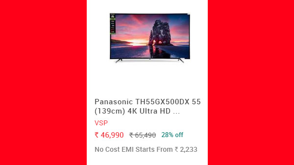 28% Off On Panasonic TH55GX500DX 55 (139cm) 4K Ultra HD Smart LED TV