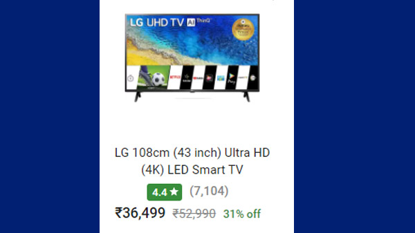 30% Off On LG All-in-One 108cm (43 inch) Full HD LED Smart TV 30% Off On LG All-in-One 108cm (43 inch) Full HD LED Smart TV