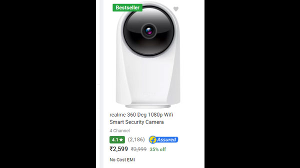 35% Off On realme 360 Deg 1080p Wifi Smart Security Camera