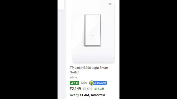 40% Off On TP-Link HS200 Light Smart Switch (White) 40% Off On TP-Link HS200 Light Smart Switch (White)