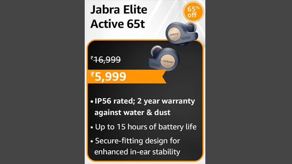 65% Off On Jabra Elite Active 65t Alexa Enabled True Wireless Sports Earbuds 65% Off On Jabra Elite Active 65t Alexa Enabled True Wireless Sports Earbuds