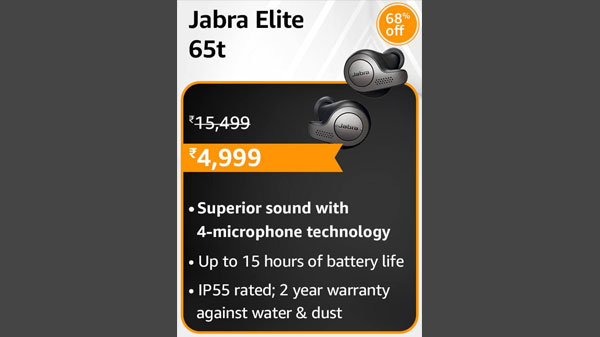 68% Off On Jabra Elite 65t Alexa Enabled True Wireless Earbuds 68% Off On Jabra Elite 65t Alexa Enabled True Wireless Earbuds