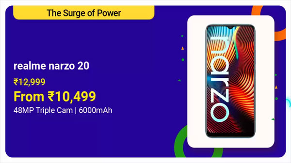Realme Narzo 20 (MRP: Rs. 16,999, After Discount Price: Rs. 13,999) Realme Narzo 20 (MRP: Rs. 16,999, After Discount Price: Rs. 13,999)