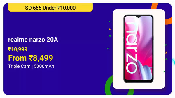 Realme Narzo 20A (MRP: Rs. 16,999, After Discount Price: Rs. 13,999)