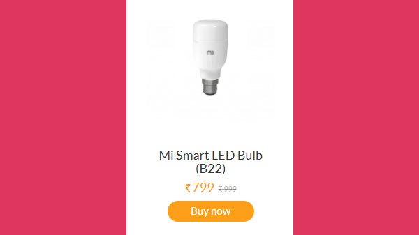 20% OFF Off On Mi Smart LED Bulb (B22) 20% OFF Off On Mi Smart LED Bulb (B22)