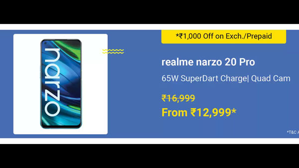 Narzo 20 Pro (MRP: Rs. 16,999, Discount Price: Rs. 12,999)