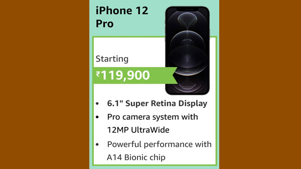 New Apple iPhone 12 Pro (EMI starts at Rs. 5,644. No Cost EMI available) New Apple iPhone 12 Pro (EMI starts at Rs. 5,644. No Cost EMI available)