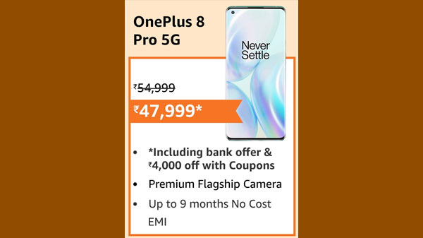 OnePlus 8 Pro (EMI starts at Rs. 2,589. No Cost EMI available)