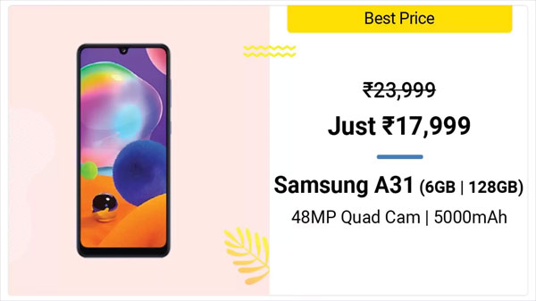 25% Off On Samsung Galaxy A31