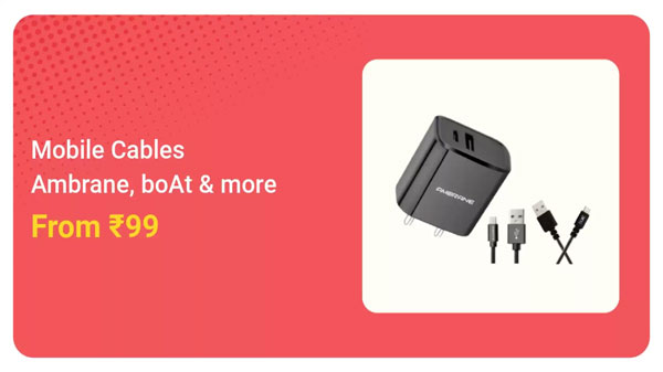 Mobile Cables And Chargers Starts From Rs. 99