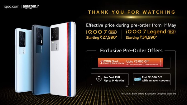 iQOO 7 5G, iQOO 7 Legend 5G Officially Launched In India