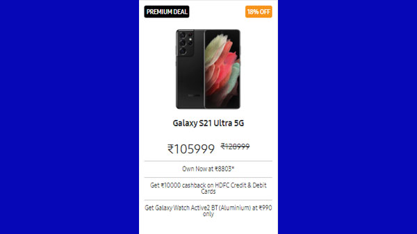 Samsung Galaxy S21 Ultra (18% Off)