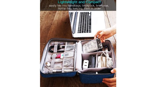 AREO (Blue) Travel Electronic Accessories Organizer Bag Case