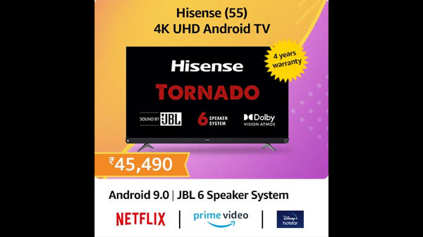 Hisense 139 cm (55 inches) 4K Ultra HD Smart Certified Android LED TV