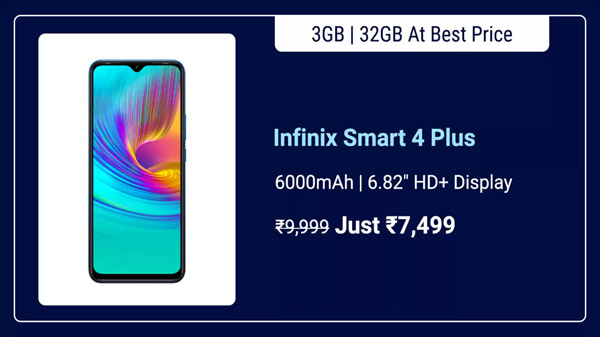 Infinix Smart 4 Plus (Quetzal Cyan, 32 GB)  (3 GB RAM)