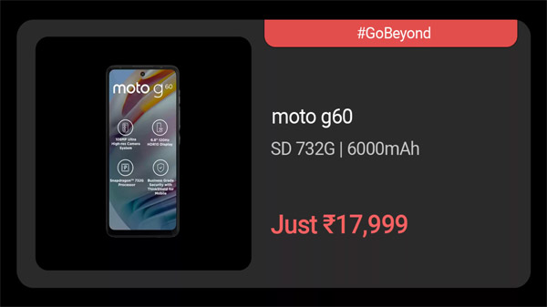 Motorola G60 (Frosted Champagne, 128 GB)  (6 GB RAM)