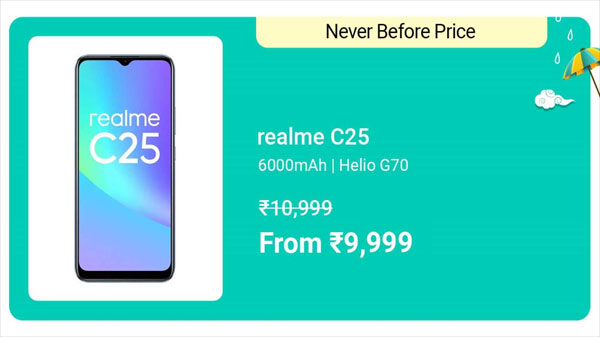 Realme C25 (Watery Blue, 64 GB) (4 GB RAM)