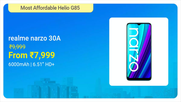 Realme Narzo 30A (Laser Blue, 32 GB)  (3 GB RAM)