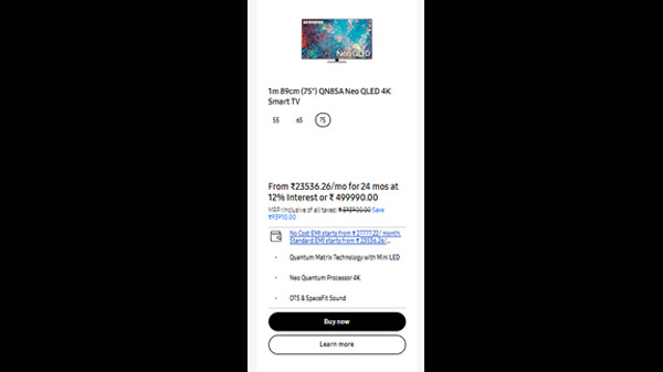 Samsung QN85A Neo QLED 4K Smart TV