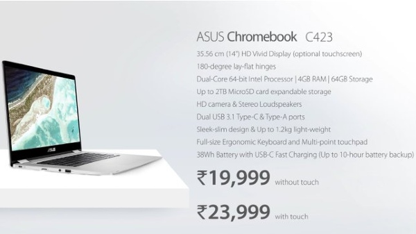 Asus Chromebook C423 Features And Specifications