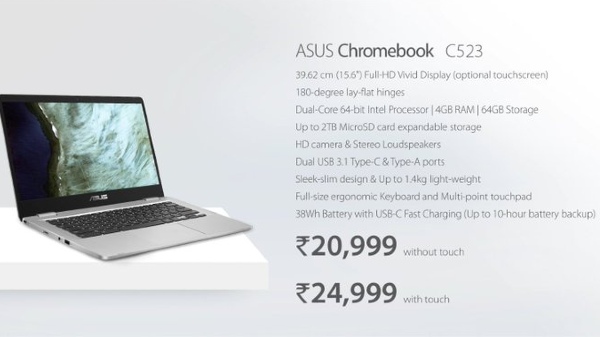 Asus Chromebook C523 Features And Specifications