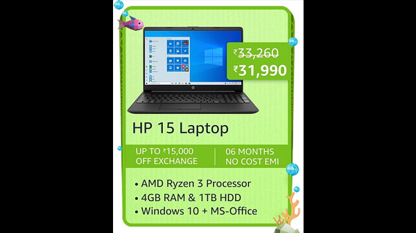 HP 15 Thin & Light Ryzen 3-3250 Laptop