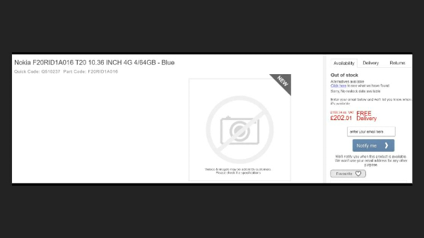 Nokia T20 Specifications Leaked: HMD Global's First Tablet?