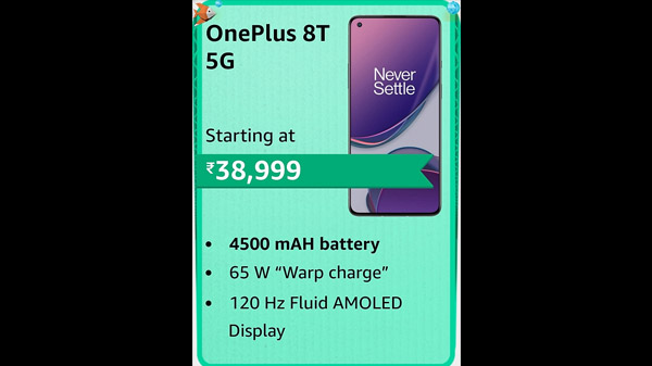 OnePlus 8T 5G (Lunar Silver, 8GB RAM, 128GB Storage)